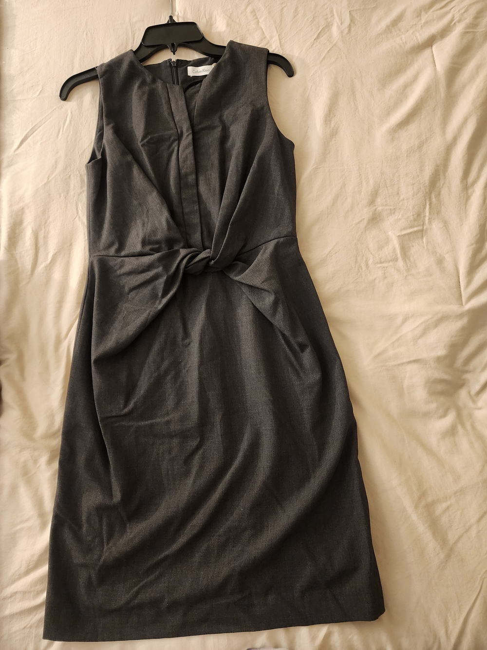 Calvin Klein Charcoal Knot-Front Sheath Dress